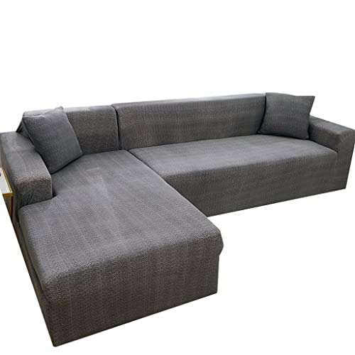 L Shaped Sofa Cover Beige Grey Brown Corner Couch Slipcover for 1 2 3 4 Seater L Shape Sectional Sofa Stretchy Fabric with Right Left Arm U Shape Design for Full Coverage