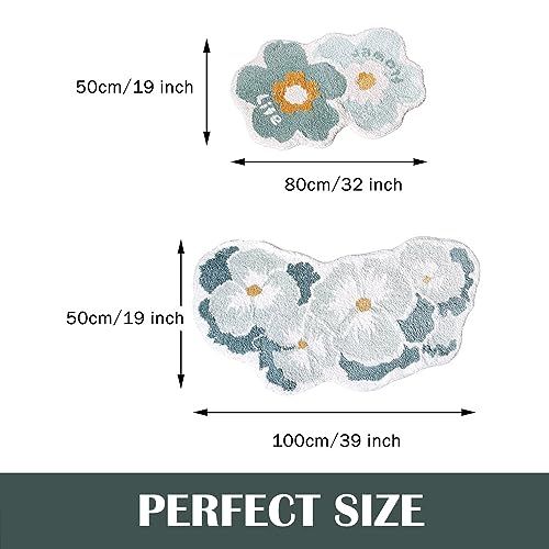 32×19-Green-Flower-Shaped-Bath-RugNon-Slip-Water-Absorbent-Bathroom-Rug-MatCute-Machine-Washable-for-BathroomKids-BedroomSmall-Floral-Soft-and-Fluffy-Bath-Mat 32×19 Green Flower Shaped Bath RugNon Slip Water Absorbent Bathroom Rug MatCute Machine Washable for BathroomKids BedroomSmall Floral Soft and Fluffy Bath Mat