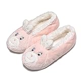 GLENMEARL 2 Pairs Slipper Socks for Women with Grippers Non Slip Winter Warm House Bedroom Slippers Cozy Indoor Home Slippers (Pink Rabbit, US Footwear Size System, Adult, Women, Numeric Range, Medium, 5, 7)