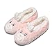 Womens Knit Lovely Animal Slippers Non-Skid Sole Home Slippers for Adults Girls (5-7, Pink Rabbit)
