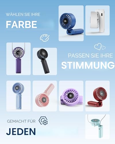 Peiyuu Handventilator, Tragbarer Mini Ventilator mit 4000 mAh, LED-Display Handventilator mit 6 Geschwindigkeitsstufen,180° Faltbarer Ventilator für Homeoffice, Reisen, Outdoor und Schlafzimmer 6
