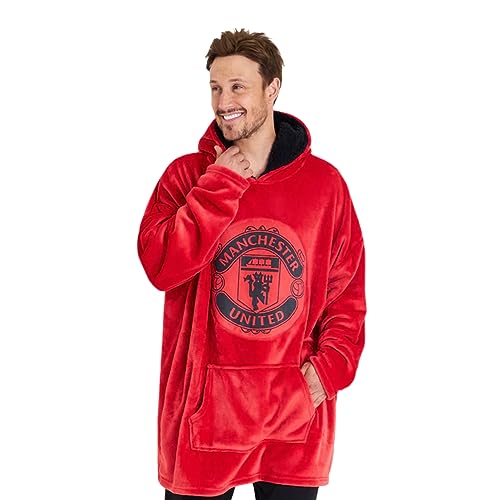 Manchester United F.C. Oversized Hoodie Blanket - Warm & Comfy for Men, Soft Fleece Football Hoodie