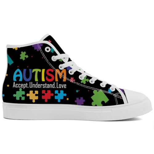 Women's Autism Awareness High Tops Canvas Shoes Autism High Top Sneakers Lace Up Casual Shoes Gifts for Girlfriend Ladies4