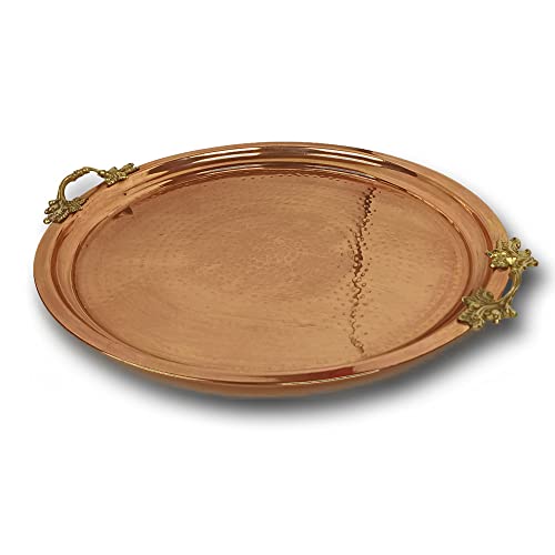 Replicartzus SEO109 Hammered Copper Serving Tray With Brass Handle thumb #3