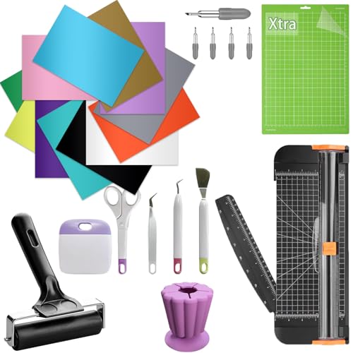 LOPASA Starter Kit for Cricut Joy Xtra Machine, Extra Bundle for Beginners, 8.5 x 12 Xtra Size Accessories and Supplies for Newbies, All Essential Tools and Material(Heat Transfer Vinyl Making Bundle)