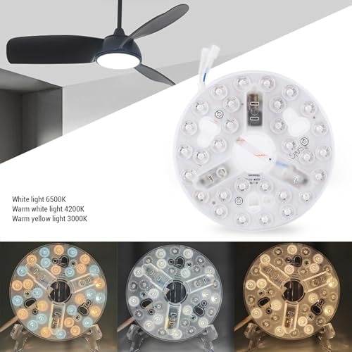 Fafeicy 95-265V 15W Deckenlüfter LED -Licht, 5,3 Zoll Ersatz 3cct Retrofit Kit mit Speicherfunktion Universal Aluminiumbasis Kompatibel mit den Meisten Deckenventilatoren und Dimmer (5,3 -Zoll)