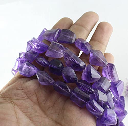 Perles améthyste taillées au laser amethyst step faceted nuggets beads 10x15mm