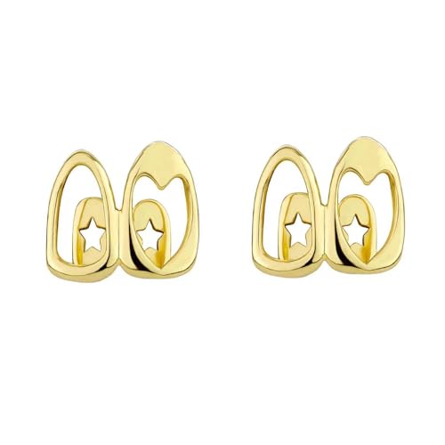 Juego de 2 Grillz para Dientes en Latón Chapado en Oro miniatura 1