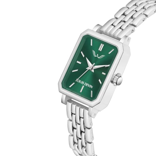 Image of LOUIS DEVIN Silver /Brown /Rose Gold Bracelet Metal Chain Analog Wrist Watch for Women (Blue /Green /Pink /Black /Silver /Brown /Rose Gold Dial) | LD-LS193-CH