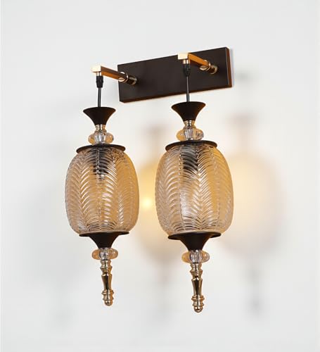 Image of ELAINTE Premium Wall Light | | Elegant Glass Wall Lamp for Living Room & Hallway | 3 Years Warranty | Free Bulb (Lux-Double)