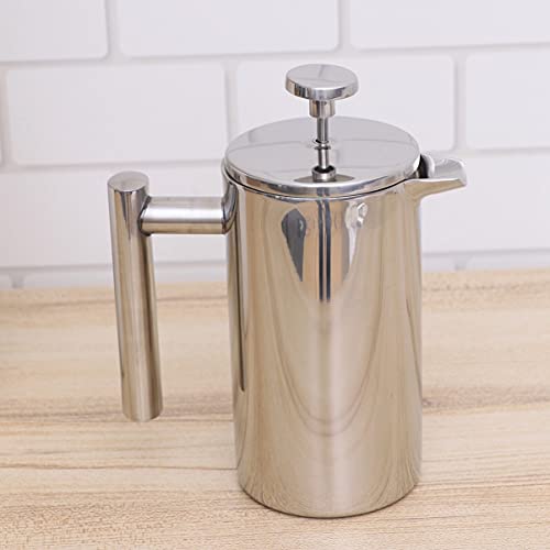 HEMOTON Máquina de café de 350 ml com parede dupla, êmbolo de aço inoxidável, prensa de café, jarro