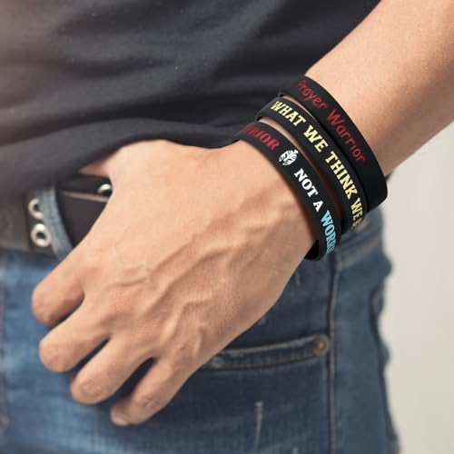 Seenelling 7 pulseiras motivacionais masculinas de borracha, pulseiras motivacionais de silicone com