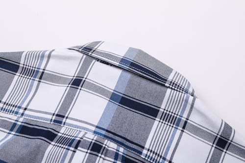Image of SANGTREE Men's Premium Oxford Cotton Short Sleeve Shirts, Classic Stripes, Ideal for Business & Leisure,Navy White,Medium