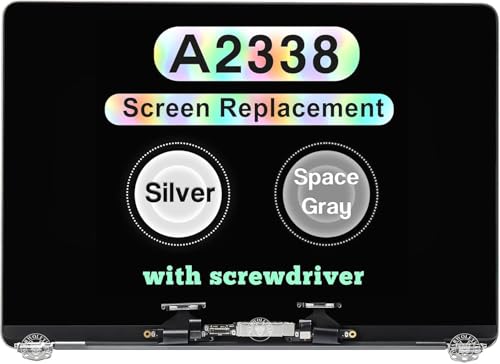 Image of 13 inch Screen Replacement for MacBook Pro A2338 M1 2020 / A2338 M2 2022 EMC 3578 EMC 8162 MYD83 MYD92 MYDA2 MYDC2 MYD83LL /A MYD92LL /A MYDA2LL /A MYDC2LL /A LCD Screen Retina Display Full Assembly (Silver)