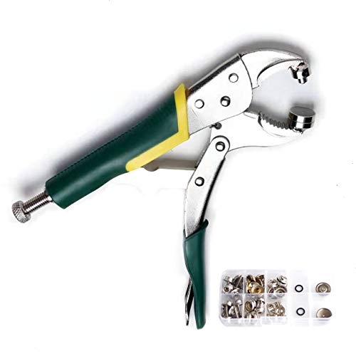 Heavy-Duty Snap Fastener Pliers (Adjustable Setter, 2 Interchangeable Dies) Snap Installation Set Hand Tools For Fastening, Replacing Metal Snaps, Repairing Boat Covers, Canvas #TOP28