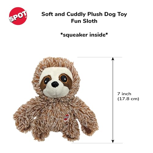SPOT Fun Sloth Dog Toy - Soft, Stuffed, Squeaky, Plush Fabric Toy for Mini and Small Dogs and Puppies, Enrichment for Light Chewers and Cuddlers, 7in - Image 4