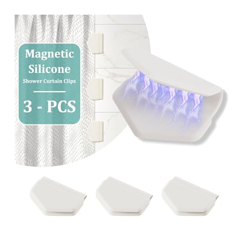 3 Pack Magnetic Silicone Shower Curtain Clips Strong Magnet Curtain Holders