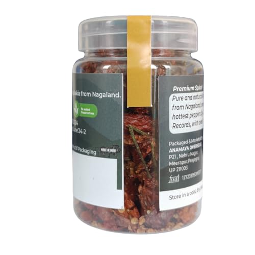 Image of Anamaya Bhut Jolokia Chilli | Naga King Chilli | Ghost Pepper by Anamaya | 25 Gm Food Grade Jar | Sourced from Nagaland