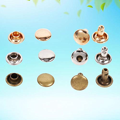 100Sets Leather Rivets Double Cap Rivet Tubular Metal Studs for Repairs Decoration (Gold) - Image 4