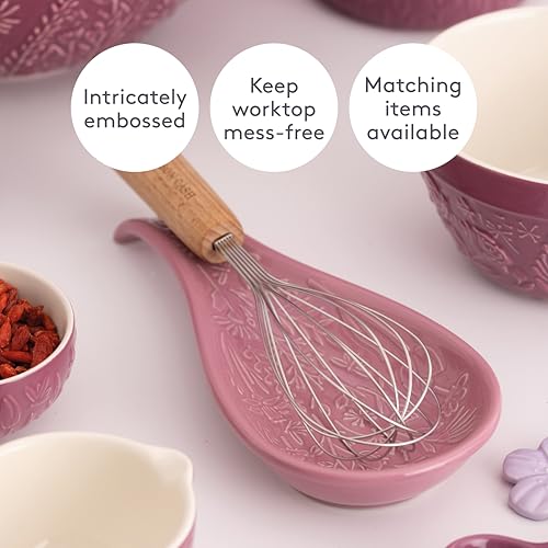 Mason Cash In the Meadow Spoon Rest Embossed Floral Design, Durable Stoneware – Ideal for Keeping Worktops Clean – Classic Kitchen Accessory - Image 5