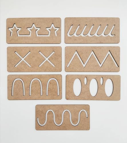 Image of Cliths 25-Piece Wood Handwriting Stencil Set Toy - Perfect for Kids & Preschoolers, Montessori Geometric Pattern Stencils