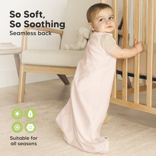 Image of 2-Pack Organic Baby Sleep Sacks, 100% Cotton 0.5TOG (Mist Rose, 0-6M) | Soft Breathable, Baby Wearable Blanket, Toddler Sleeping Sack 0-6 Months, Easy to Wear Transitional Swaddles for Newborns