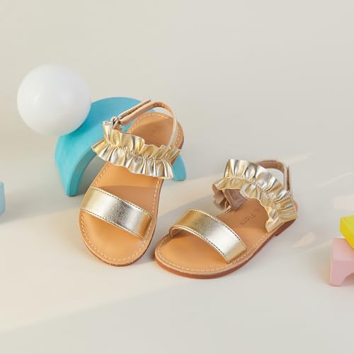 Image of Felix & Flora Toddler Girl Sandals - Little Girl Easter Dress Shoes Lightweight Open Toe Beach Holiday Flats