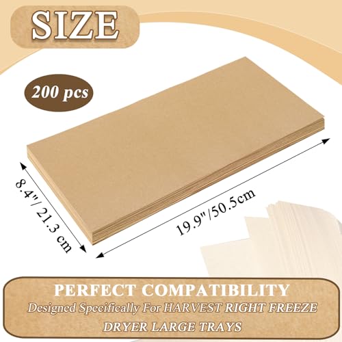 200 PCS Freeze Dryer Tray Mats for Harvest Right Freeze Dryer Trays, Non-Stick Baking Mats One-Off Parchment Paper Compatible with Harvest Right Freeze Dryer Trays (Large - 19.9\" x 8.4\") - Thumbnail 2