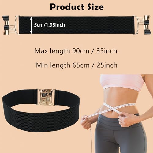 5 PCS 31.5cm Wide Waist Belts for Women, Vintage Elastic Belt for Dress, Stretchy Waistband Belt with Metal Buckle, Fashion Waist Belts Perfect for Women Dresses, Sweater and Shirt (Black)2