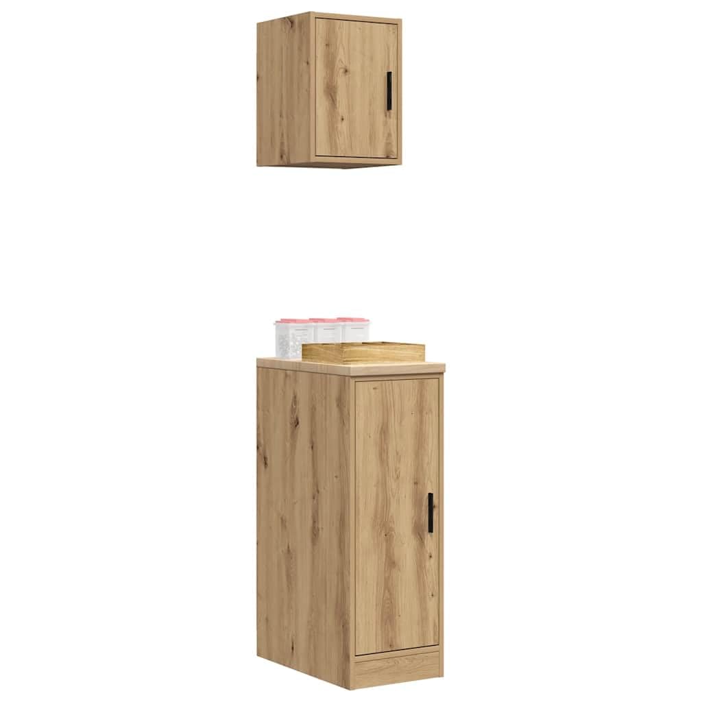 Armoires Garage 2 pcs chêne Artisanal Bois d'ingénierie,Entreprise & Industrie,Stockage Industriel,Armoires industrielles,24.45 kg-3328295