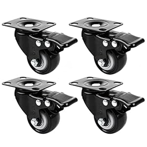 Set van 4 zwenkwielen, meubelwielen, 50 mm, zware wielen met remmen tot 300 kg, wielen voor binnen en buiten, geruisloos…