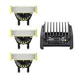 Philips OneBlade 360 Cuchilla de repuesto para afeitadora eléctrica y recortador OneBlade, con peine-guía ajustable 5 en 1 para recortar, perfilar y afeitar, modelo QP437/50