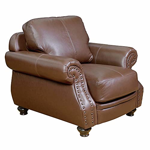Sillón de cuero marrón robusto y cómodo miniatura 1