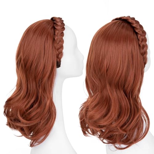 Synthetic Long Wave Headband Wig with Twist Braid Hairband –