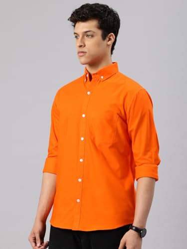 Image of Majestic Man Men's Solid Pure Cotton Casual Shirt - Slim Fit | Full Sleeves | Soft & Breathable Fabric