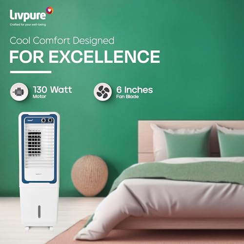 Image of Livpure Magnakool Tower 57L Air Cooler|High Speed Air Delivery|188 Sq.Ft. Large Area Coverage|Ice Chamber|High Density Honeycomb Pads|Inverter Compatible|2Yrs Motor Warranty,1 Yr Comprehensive(White)
