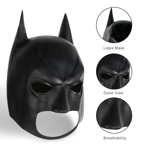 HugOutdoor Halloween Cosplay Cool Man Mask & Foam Dart Superhero Black Latex Full Head Masks Party Costume Accessories for Adults and Teenagers - Image 4