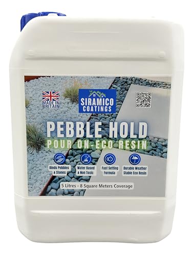 Pebble Hold Pour On ECO-Resin™ Glue Binder | 5 litres | Waterbased Binder for Pebbles & Stones on Borders, Patios & Garden Paths. Non Toxic & Pet Friendly