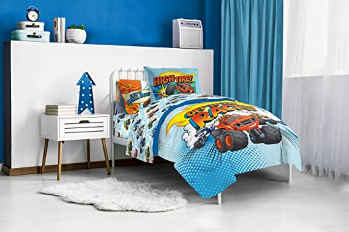 Image of Jay Franco Blaze and the Monster Machines Off to The Races 5 Piece Twin Size Bed Set - Includes Comforter & Sheet Set - Super Soft Fade Resistant Microfiber (Official Blaze Products)