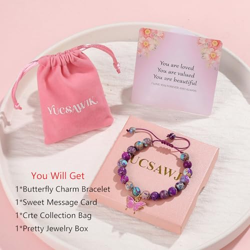 Image of Natural Stone Butterfly Cross Heart Sunflower Pendant Bracelet Suitable for Christmas New Year Valentine'S Day Birthday Bracelet Gifts