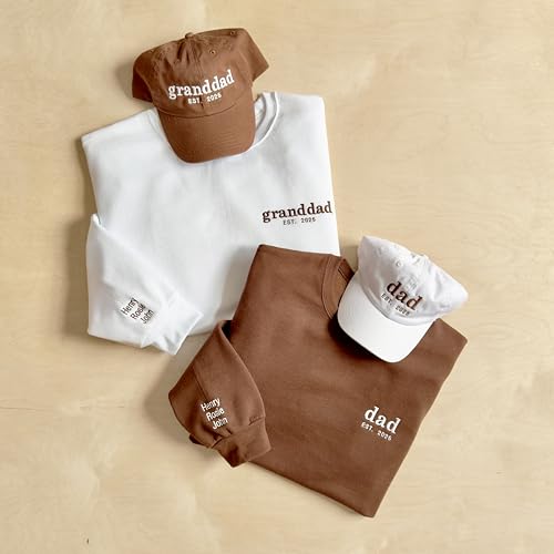 WEAR PHYSIQUE Father's Day Sweatshirt, Custom Embroidered Dad Sweatshirt, Matching Custom Grandpa Crewneck, First Father's Day, Daddy Shirt, Personalized Date and Name Sweater, New Grandparent Sweater3