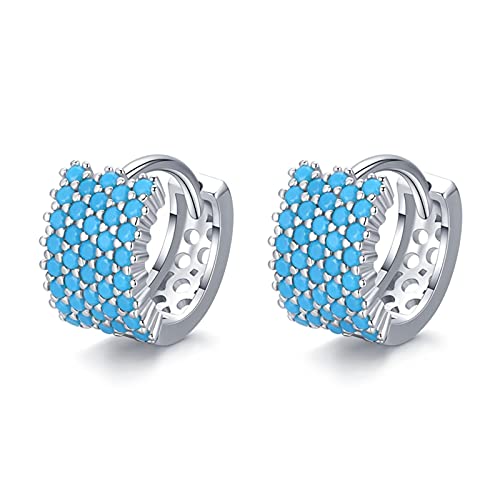 Boucles d'oreilles cerceau argent 925 turquoise cadeau d'anniversaire idéal
