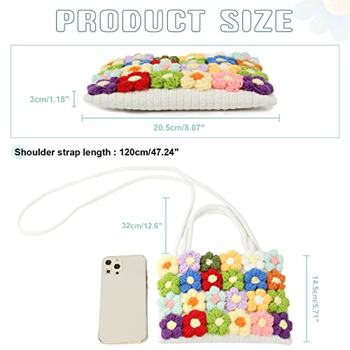 SUKUTU Women Small Flower Handwoven Crossbody Handbag Cute Multicolored Purse Bag Cotton Crochet Shoulder Bag3