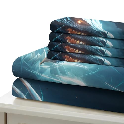 Housse de couette dragon imprimé 3D finition éclair caché microfibre - 7