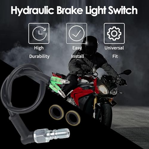Image of Hydraulic Brake Switch, Universal Motorcycle Rear Set Hydraulic Brake Light Switch with Washers(M10x1.25)