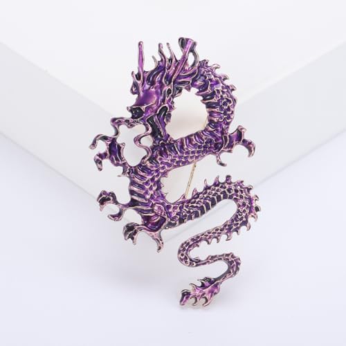 Image of Dragon Brooch Pins for Women, Chinese Dragon Brooch Pin, Lucky Dragon Talisman Brooch Lapel Pin, Bohemian Dragon Brooches Pins for Women Hat Bag Suit Dress Accessories