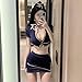QNCLO Women's cosplay Halloween flight attendant uniform Japanese anime female secretary sexy lingerie (blue1)