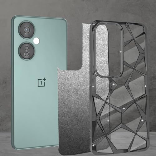 Image of Stylish Gradient Glitter Clear Case for OnePlus Nord CE 3 Lite 5G Luxury Electroplated 3D Cube, Diamond Bling Shiny Soft TPU Clear Shockproof Women & Teen Girls Protective Phone Cover (Black)