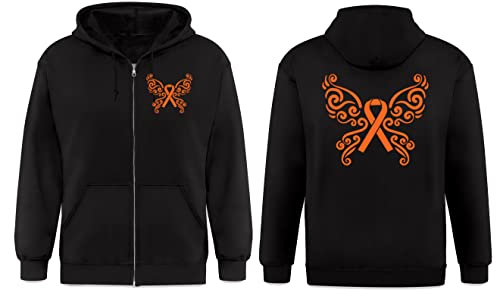 MS Shirt Multiple Sclerosis Awareness Black Zip Hoodie, Orange Ribbon MS We Wear Orange In March Multiple Sclerosis Awareness Sweatshirt, MS Warrior Shirt MS Orange Butterfly Zip Hoodie, Gift for BFF