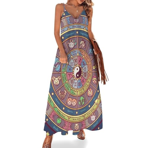 Robe d'été sans manches pour femme Boussole Ancienne | Tissu léger et coupe maxi longue
